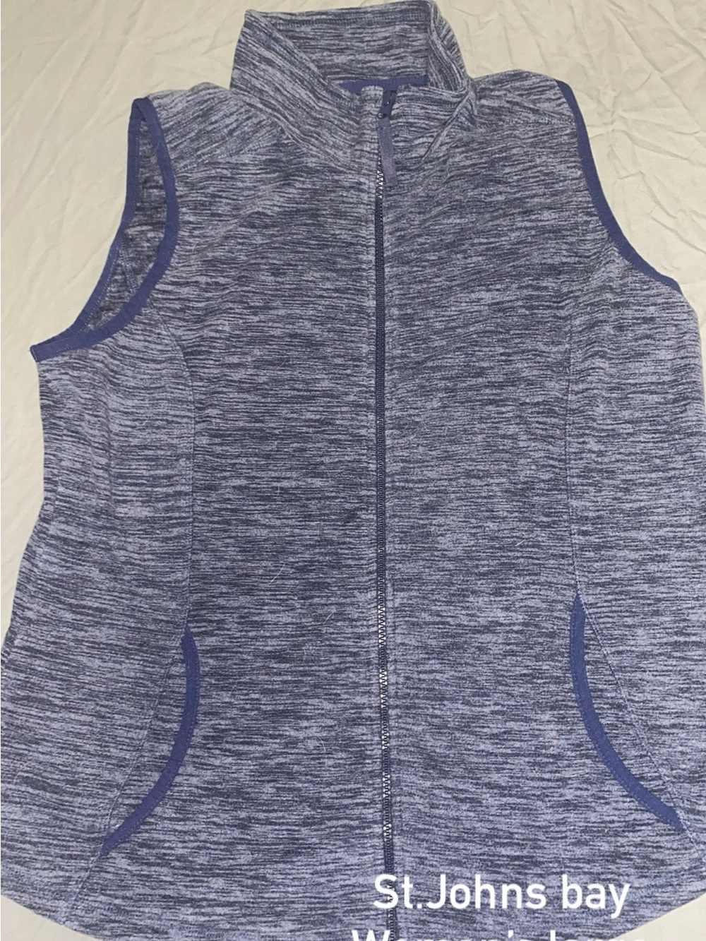 St. John's Bay Blue Heathered Zip-Front Sleeveless Vest